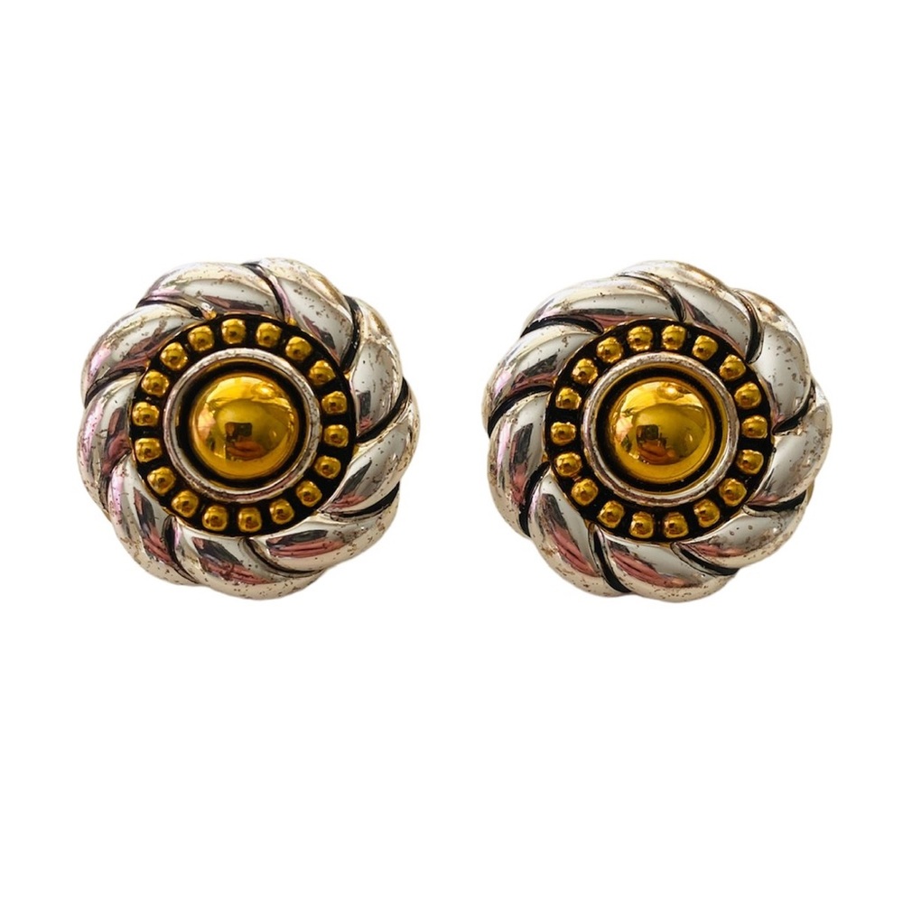 Napier Clip On Round Gold Silver Tone Earrings